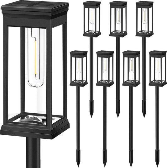 Solar Garden Lawn Lights - 8 Pack Outdoor Landscape Ground Lamps