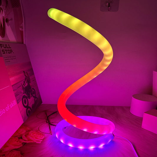 Color Changing Spiral RGB Table Lamp - Dimmable Night Light for Living Room & Bedroom Decor