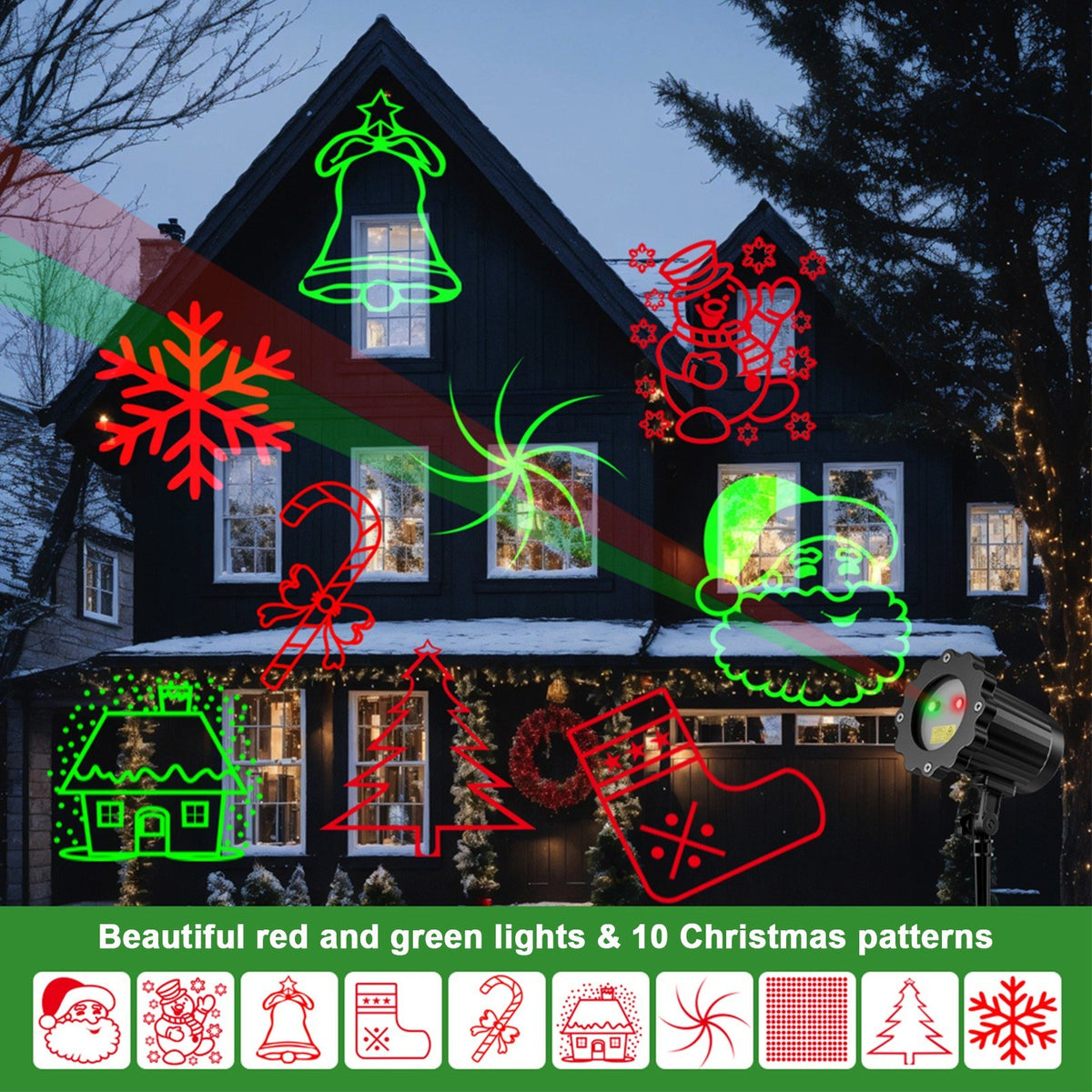 Projection Light Examples 10 Patterns LED Projection Lights with Remote for Indoor and Outdoor ...