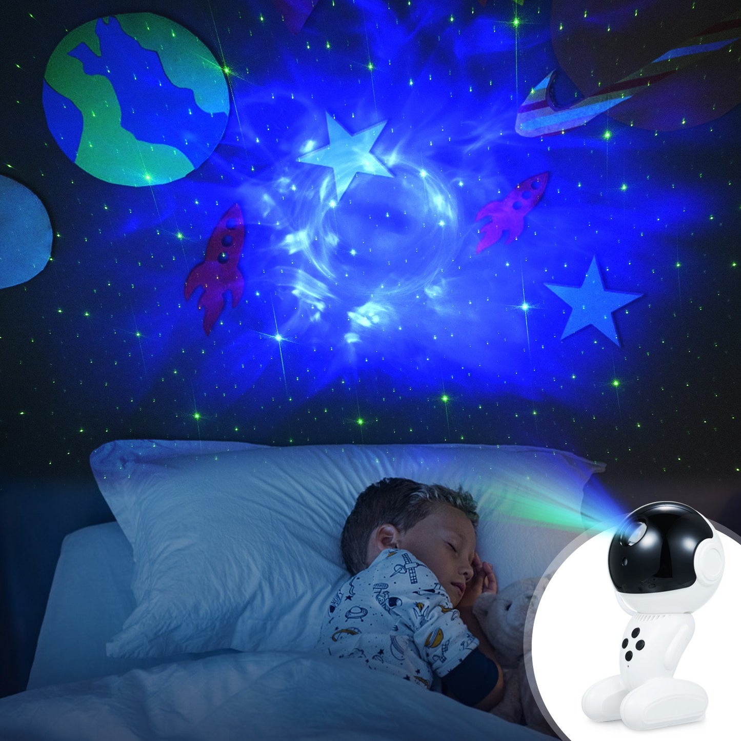 LED Galaxy Star Projector Night Light with 15 Effects & Remote Control