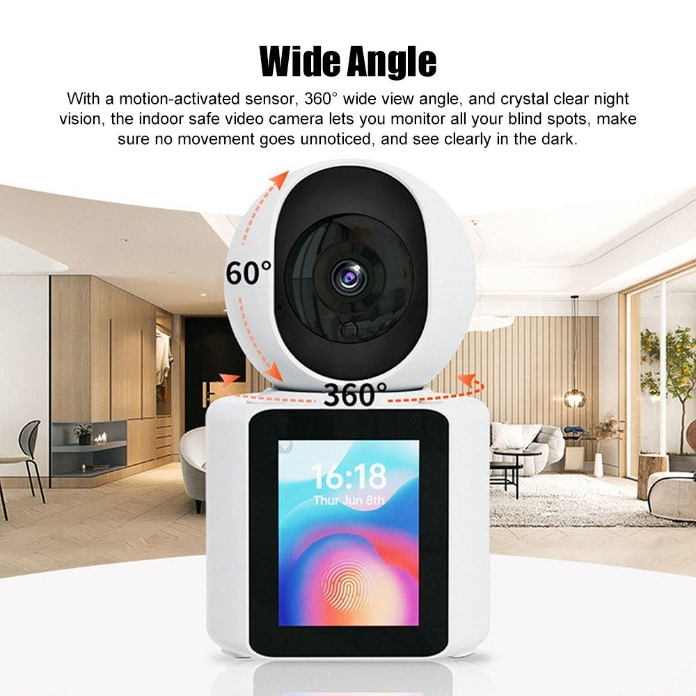 360° Motion Detection Smart Camera with 2.8-Inch Screen for Kids, Elderly, and Pets