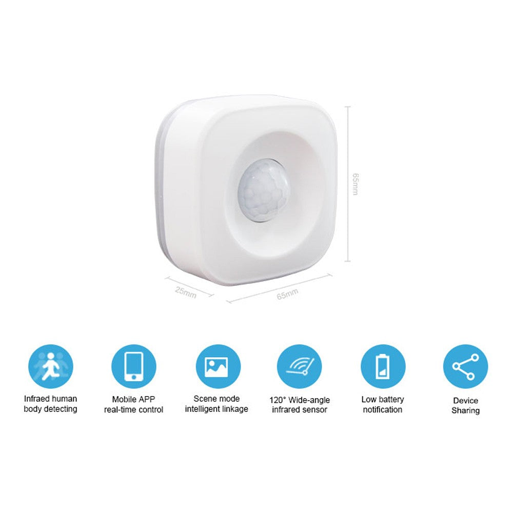 Tuya 2.4GHz WiFi PIR Motion Sensor Alarm, 120° Wide-Angle Infrared Human Detector
