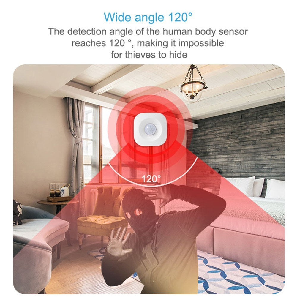 Tuya 2.4GHz WiFi PIR Motion Sensor Alarm, 120° Wide-Angle Infrared Human Detector