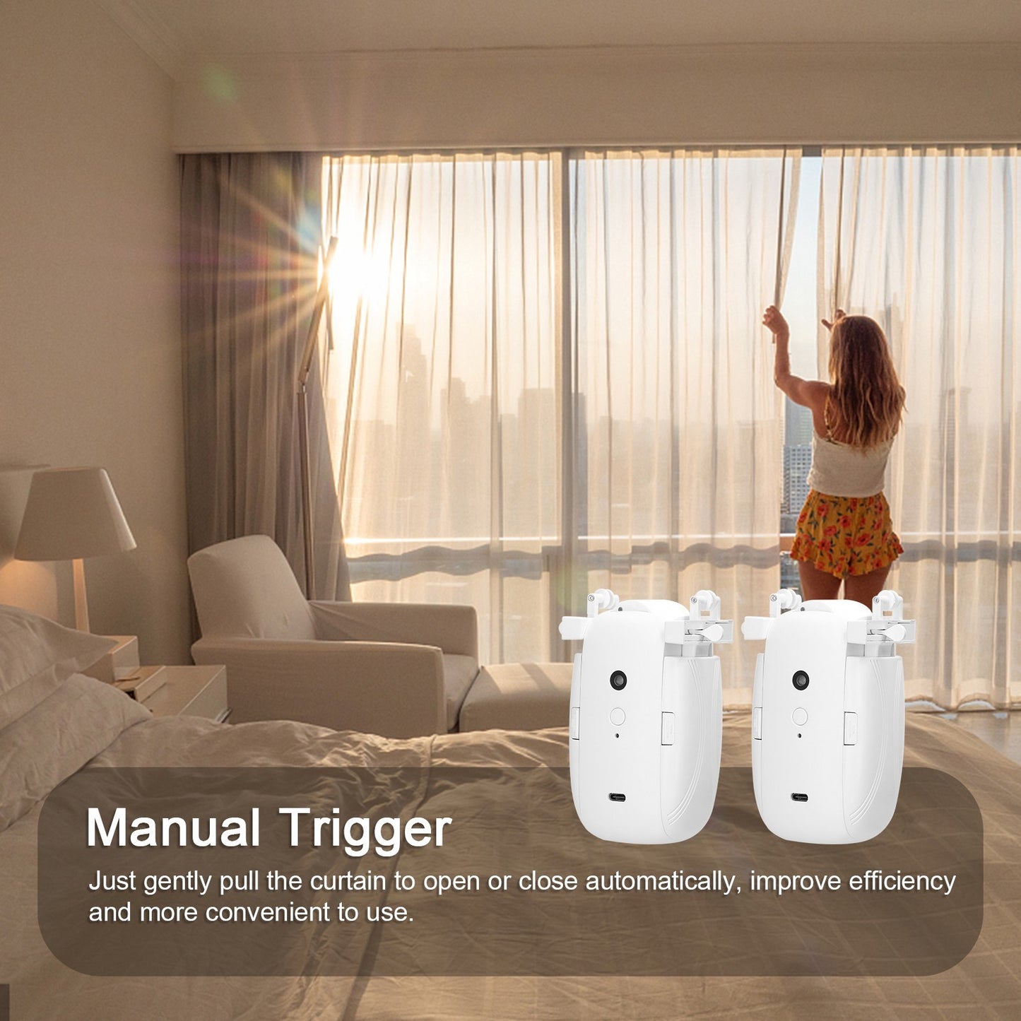 2-Pack Smart Curtain Motor Kit: Wireless Remote-Control Electric Opener for I-Rail/U-Rail/Roman Rod
