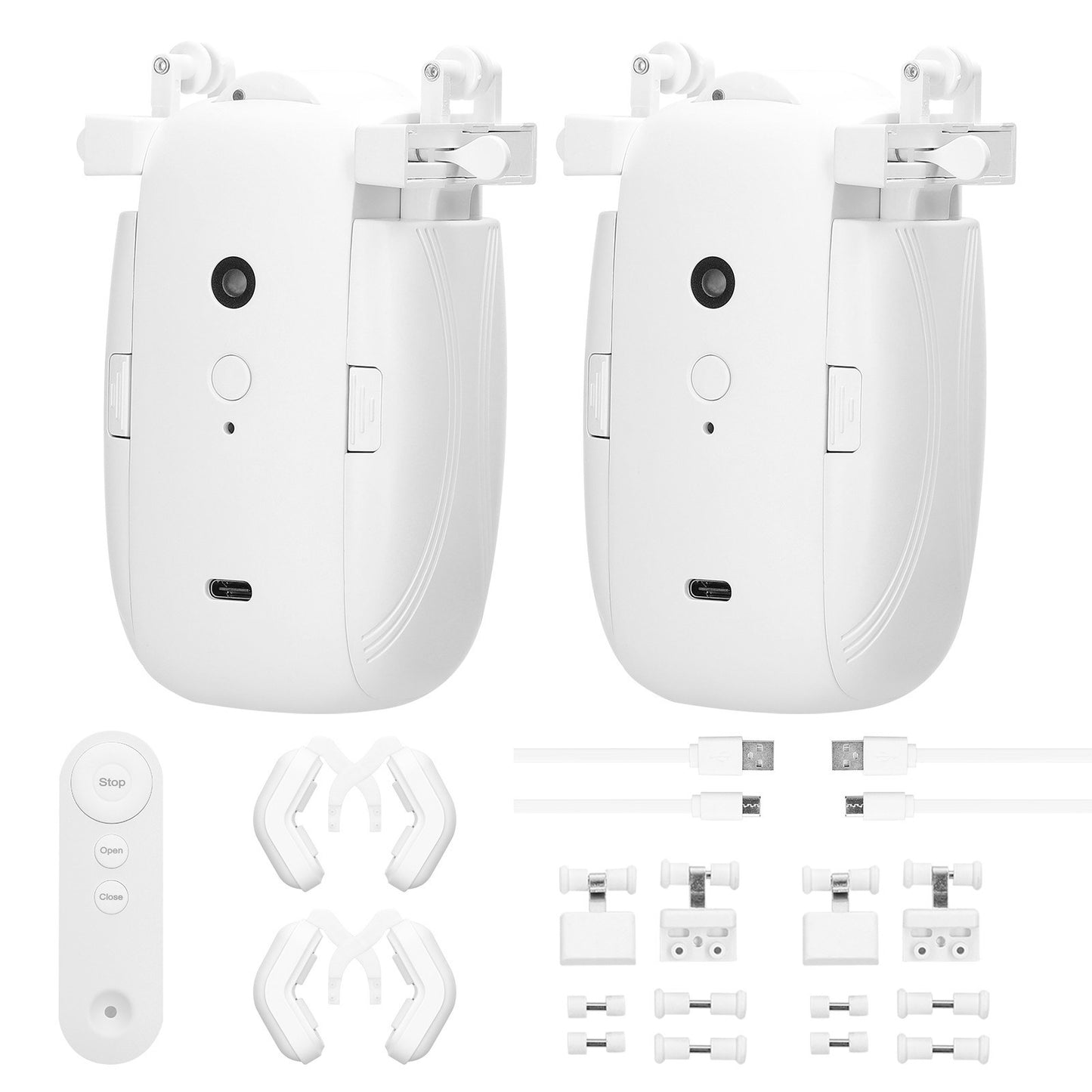 2-Pack Smart Curtain Motor Kit: Wireless Remote-Control Electric Opener for I-Rail/U-Rail/Roman Rod