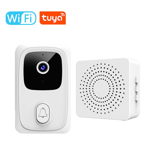 Tuya WiFi Video Doorbell Camera with Chime: Remote App Control, 2-Way Audio, Night Vision, Cloud Storage - Ideal for Home & Apartment