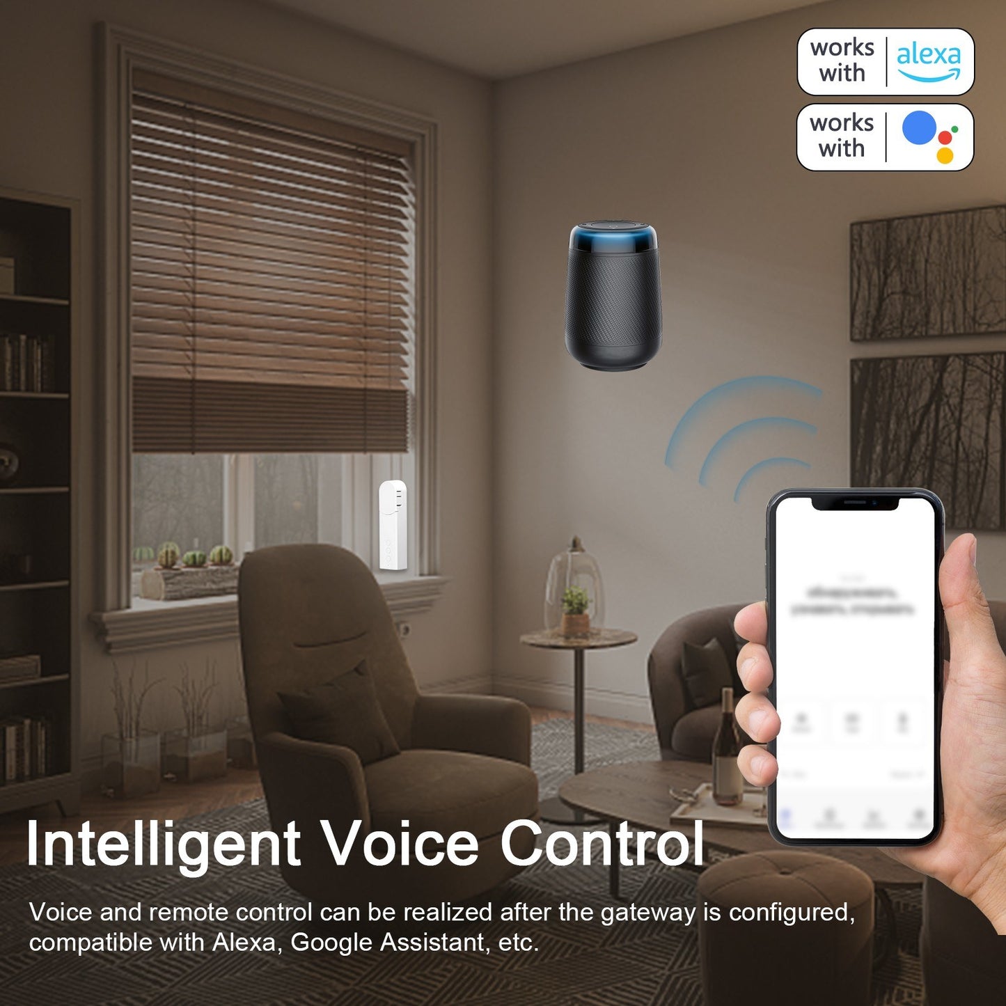 Tuya WiFi Smart Curtain Motor for Roller Blinds, Wireless & App-Controlled with Timer & Temperature Sensing, Alexa Compatible