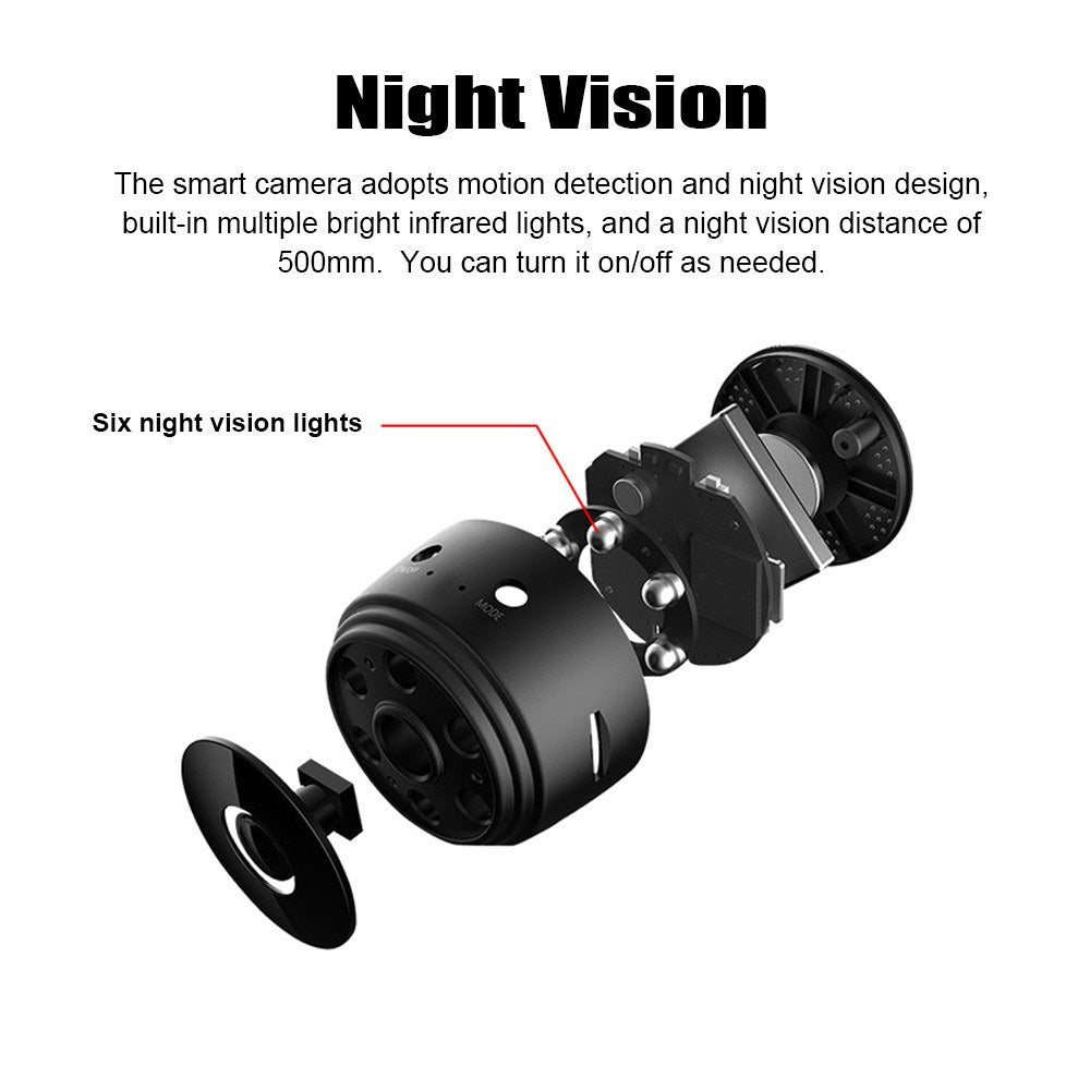 1080P Wireless Smart Camera with Night Vision & Magnetic Back for Home, Baby, Pets