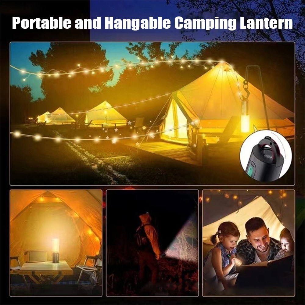Rechargeable 4-in-1 Camping Lantern & 33Ft String Lights: 1000 Lumen, 4000mAh Power Bank, IPX6 Waterproof, 7 Modes - Perfect for Outdoors, Fishing, Hiking, Decor