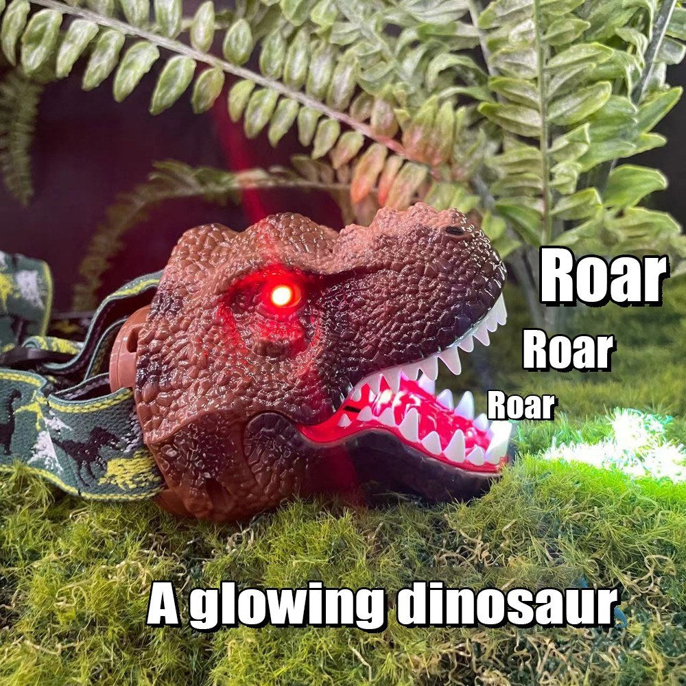 Dinosaur LED Headlamp for Kids & Adults with USB Rechargeable Adjustable Headband - Fun Toy Headlight Gift for Boys & Girls