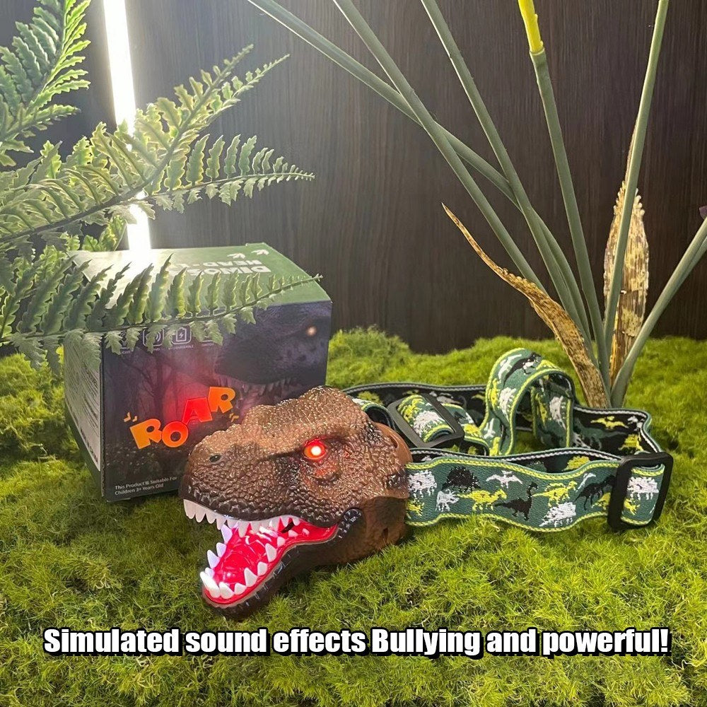 Dinosaur LED Headlamp for Kids & Adults with USB Rechargeable Adjustable Headband - Fun Toy Headlight Gift for Boys & Girls