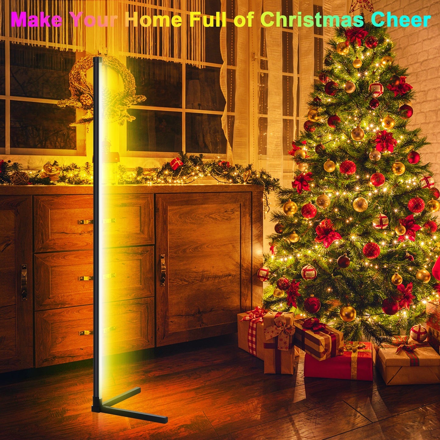 Neoglint Smart RGB LED Corner Floor Lamp with Music Sync, APP & Remote Control, USB Plug & Play