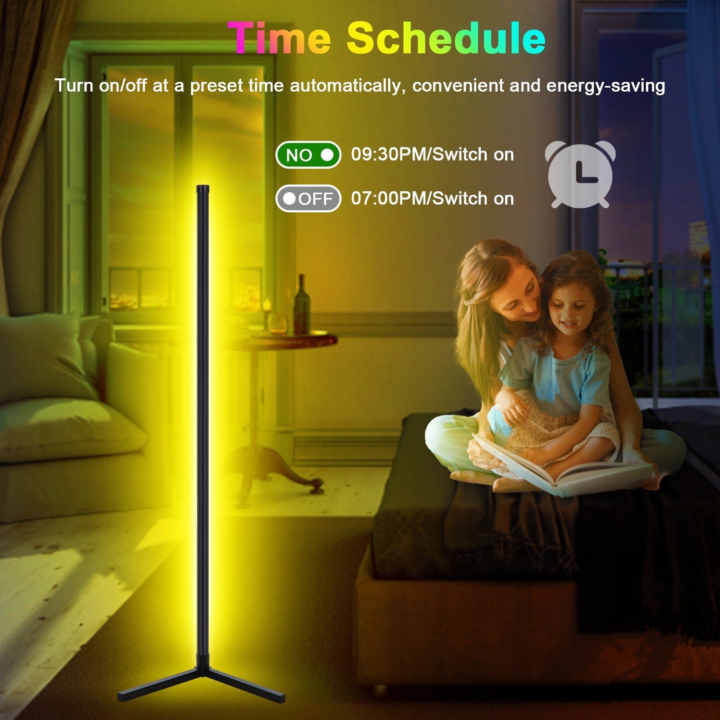 Neoglint Smart RGB LED Corner Floor Lamp with Music Sync, APP & Remote Control, USB Plug & Play