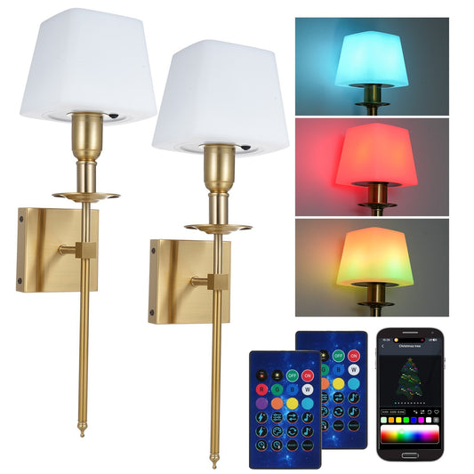 Neoglint RGB Dimmable Wall Sconce: 2-Pack Color Changing Ambient Bedroom Lamp