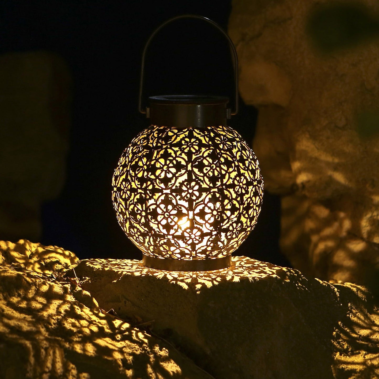 Tomshine Solar Lantern LED Light, Decorative Metal Hanging with Hollowed Design, Auto On/Off, IP44 Waterproof, for Patio, Courtyard, Balcony, Garden