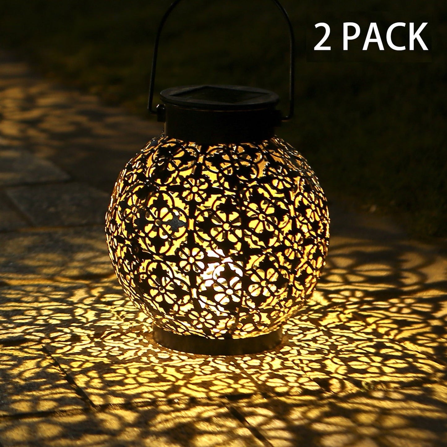 Tomshine Solar Lantern LED Light, Decorative Metal Hanging with Hollowed Design, Auto On/Off, IP44 Waterproof, for Patio, Courtyard, Balcony, Garden