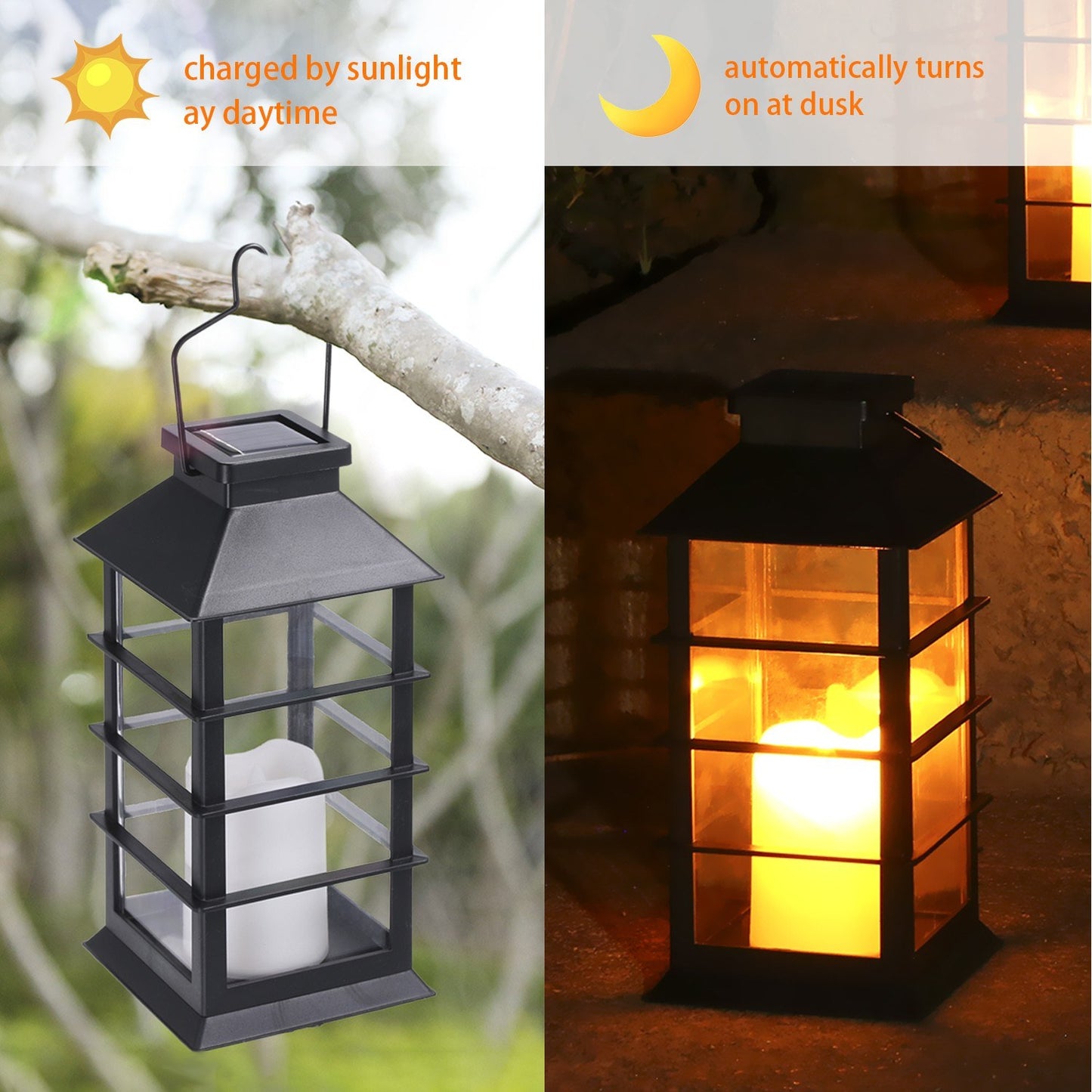 Tomshine Solar Vintage Flickering Flame Lantern: Outdoor LED Hanging Light for Garden, Patio & Courtyard