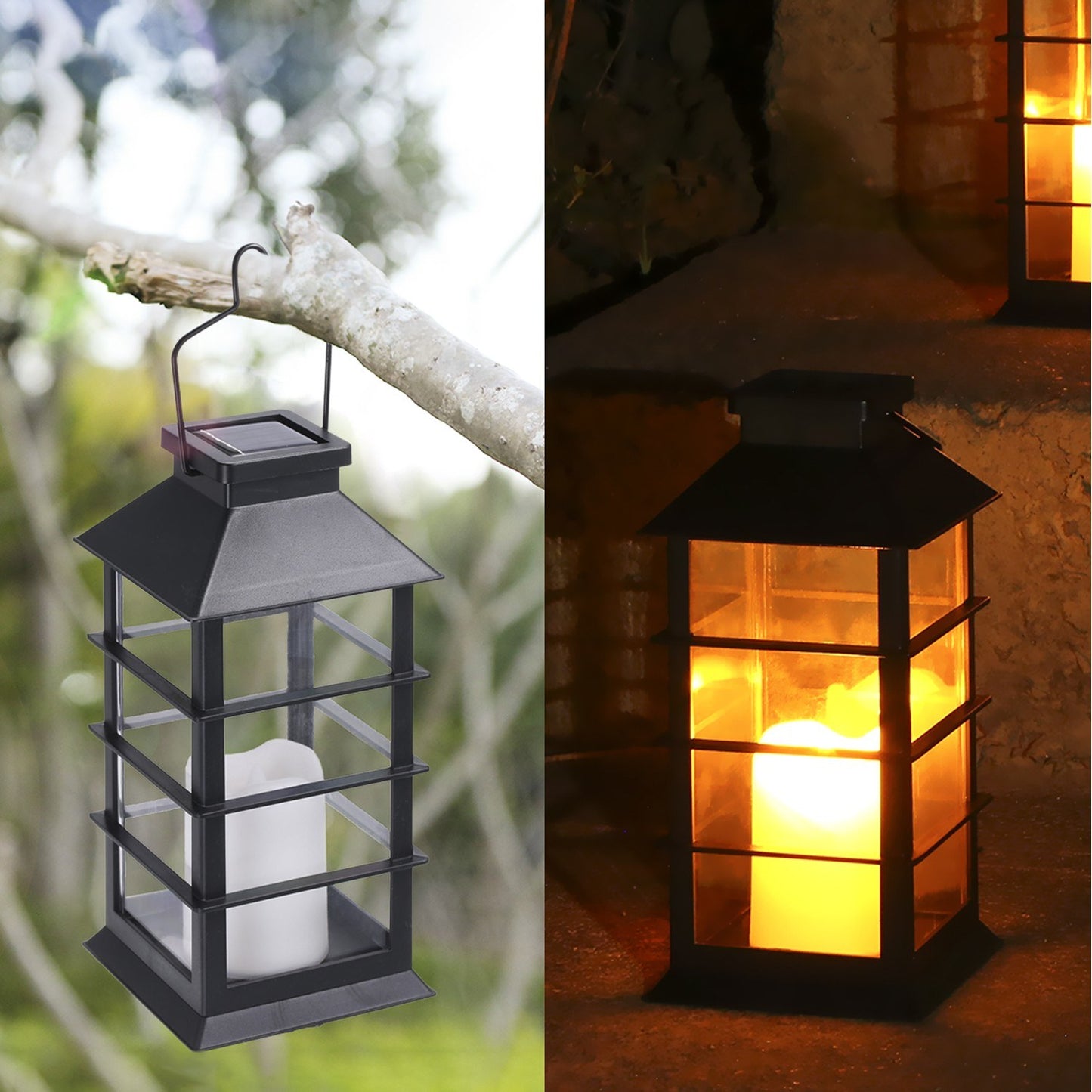 Tomshine Solar Vintage Flickering Flame Lantern: Outdoor LED Hanging Light for Garden, Patio & Courtyard