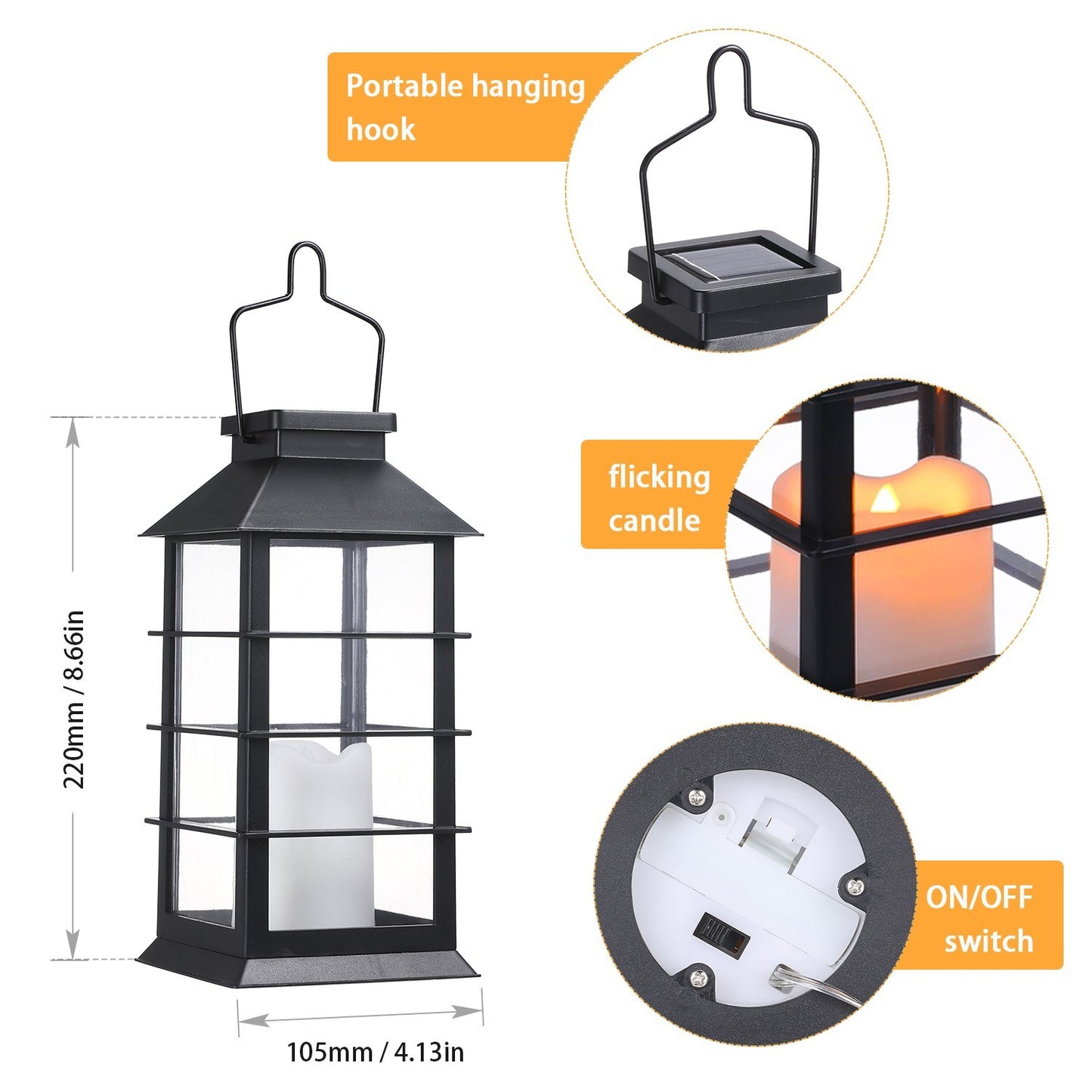 Tomshine Solar Vintage Flickering Flame Lantern: Outdoor LED Hanging Light for Garden, Patio & Courtyard