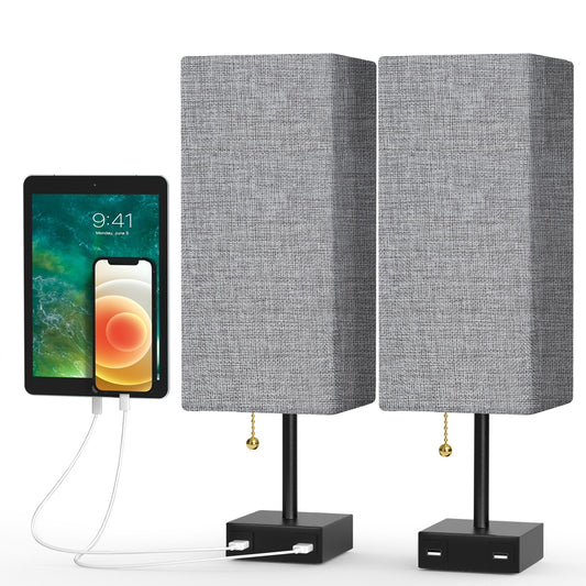 Tomshine Bedside Table Lamp with Dual USB Ports and Power Socket