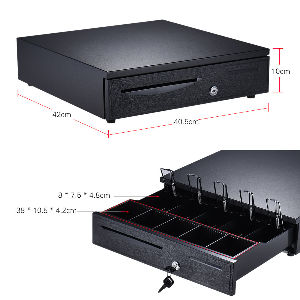 Electronic Heavy Duty Cash Drawer with 5 Bill & 5 Coin Trays Plus Check Entry