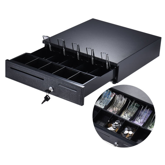 Electronic Heavy Duty Cash Drawer with 5 Bill & 5 Coin Trays Plus Check Entry