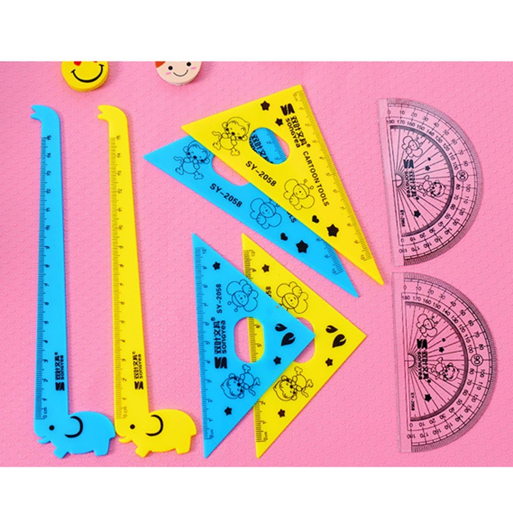 4PCS Kawaii Animal Ruler Set - Giraffe & Goat Design Office Supplies, Student Prize Birthday Gift