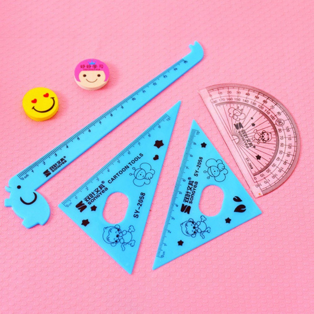 4PCS Kawaii Animal Ruler Set - Giraffe & Goat Design Office Supplies, Student Prize Birthday Gift