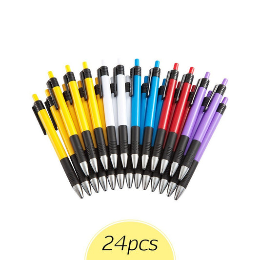 COMIX BP104R 0.7mm Blue Ink Ballpoint Pens, 24 Pack, Random Colors for Office & Student Use