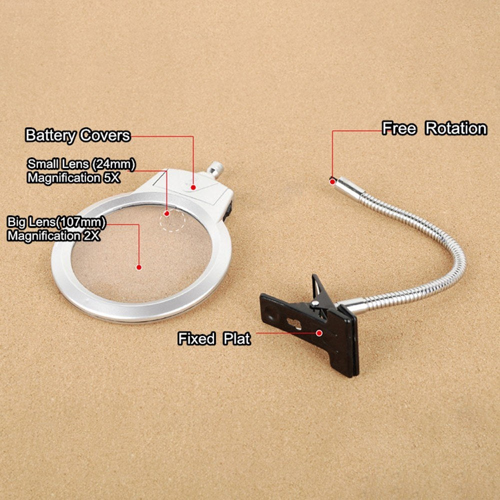 Hands-Free Flexible Magnifying Desk Lamp