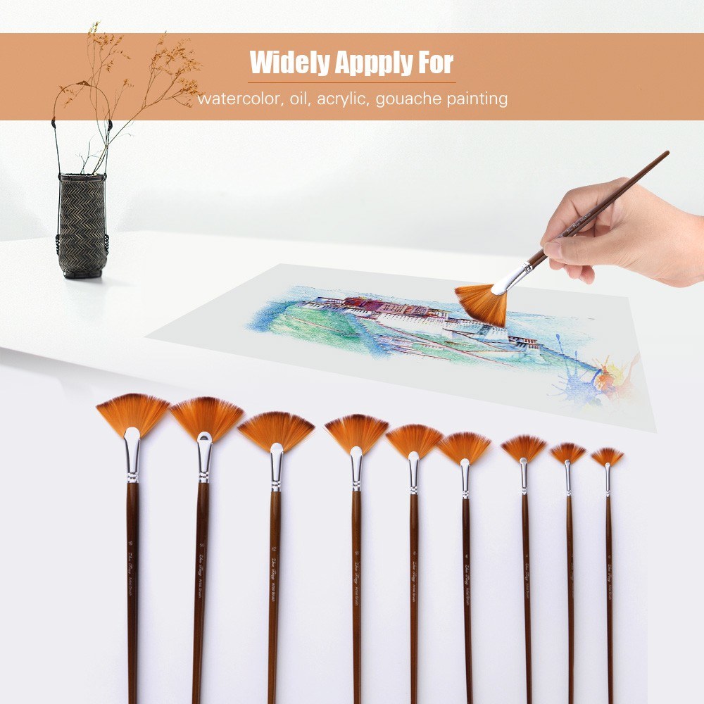 9-Piece Fan Paint Brush Kit