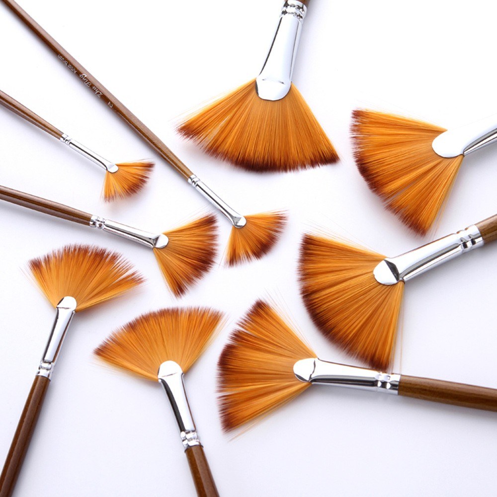9-Piece Fan Paint Brush Kit