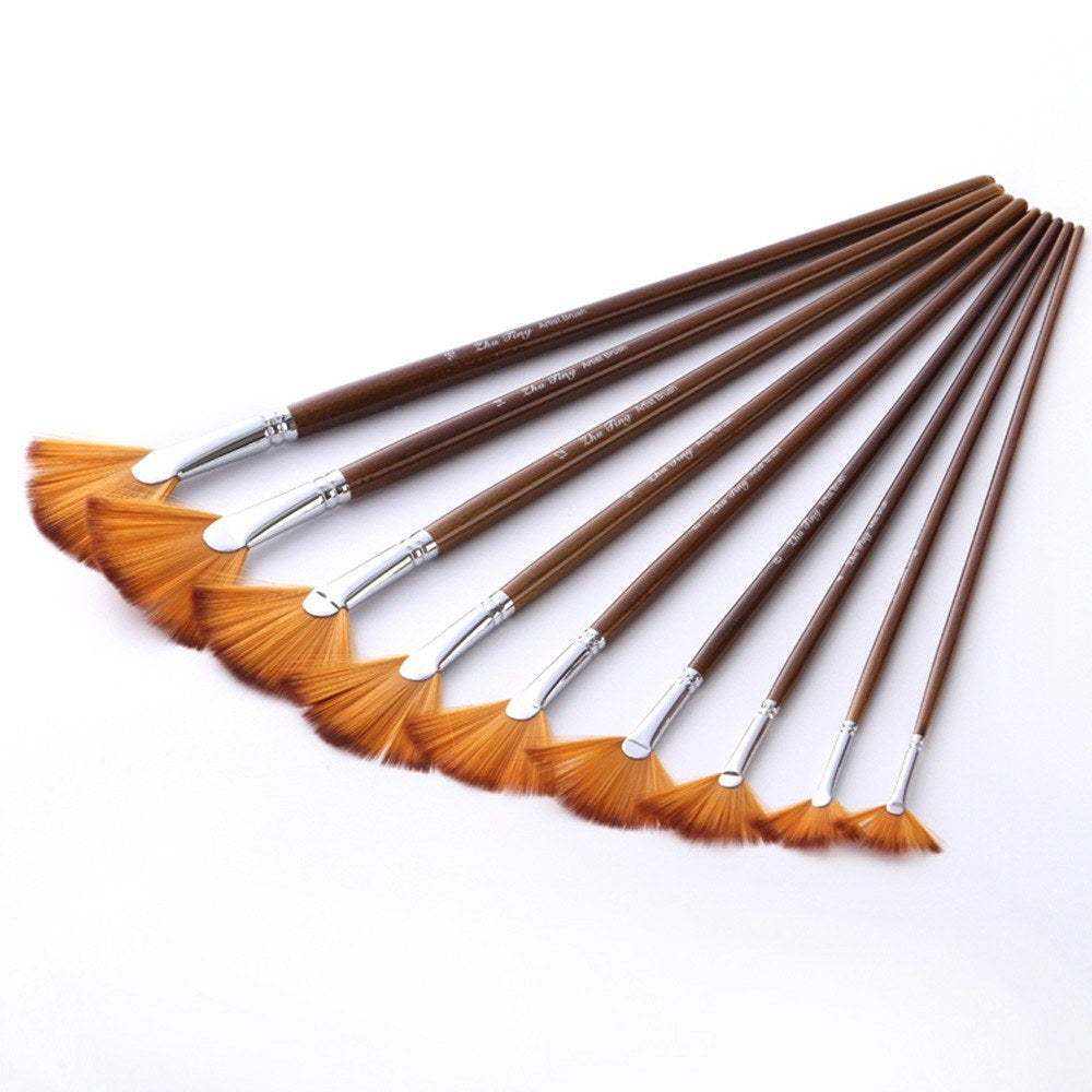 9-Piece Fan Paint Brush Kit