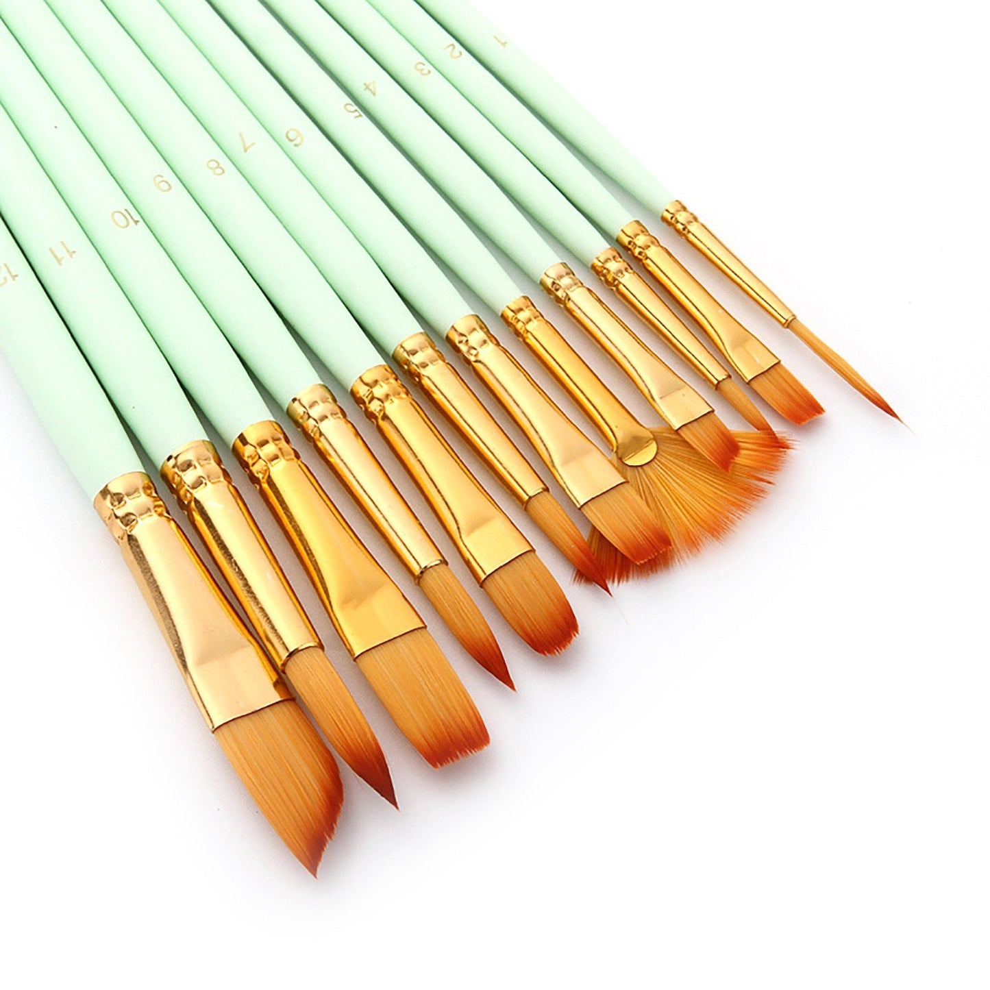 12-Piece Artist Paint Brush Set for Acrylic, Watercolor, Gouache & Oil Painting