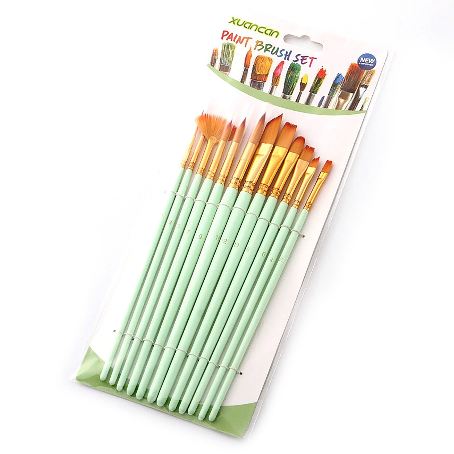 12-Piece Artist Paint Brush Set for Acrylic, Watercolor, Gouache & Oil Painting