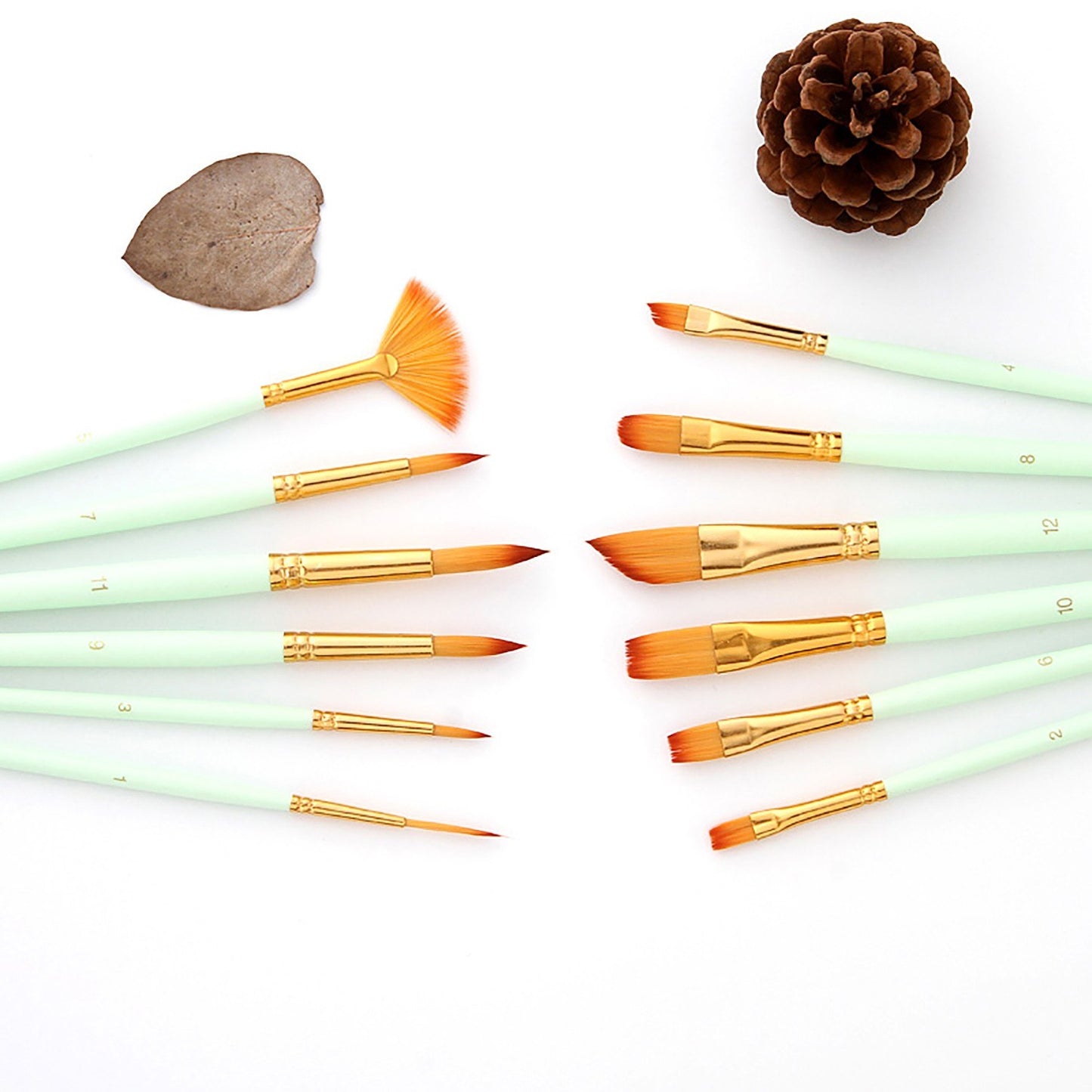 12-Piece Artist Paint Brush Set for Acrylic, Watercolor, Gouache & Oil Painting