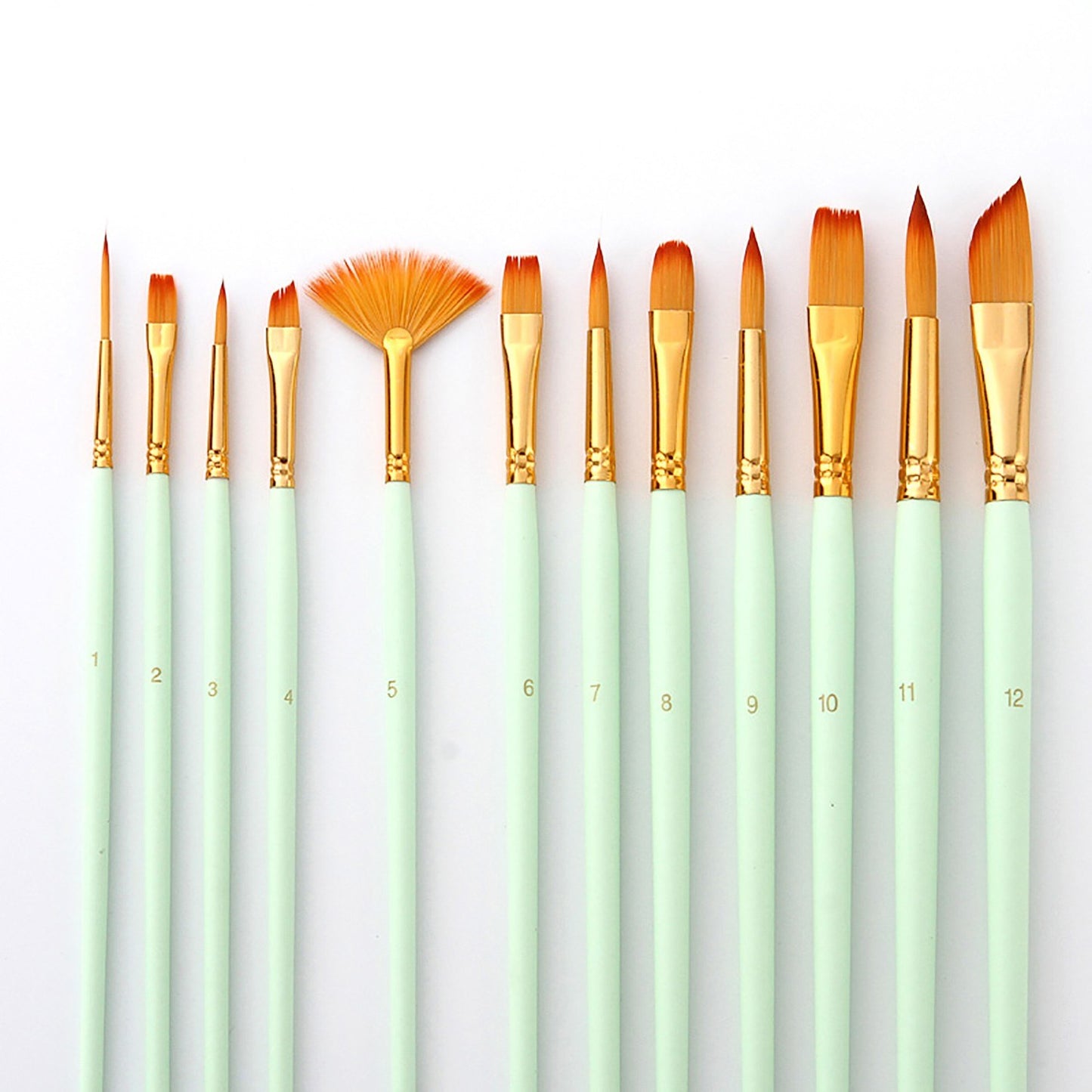 12-Piece Artist Paint Brush Set for Acrylic, Watercolor, Gouache & Oil Painting