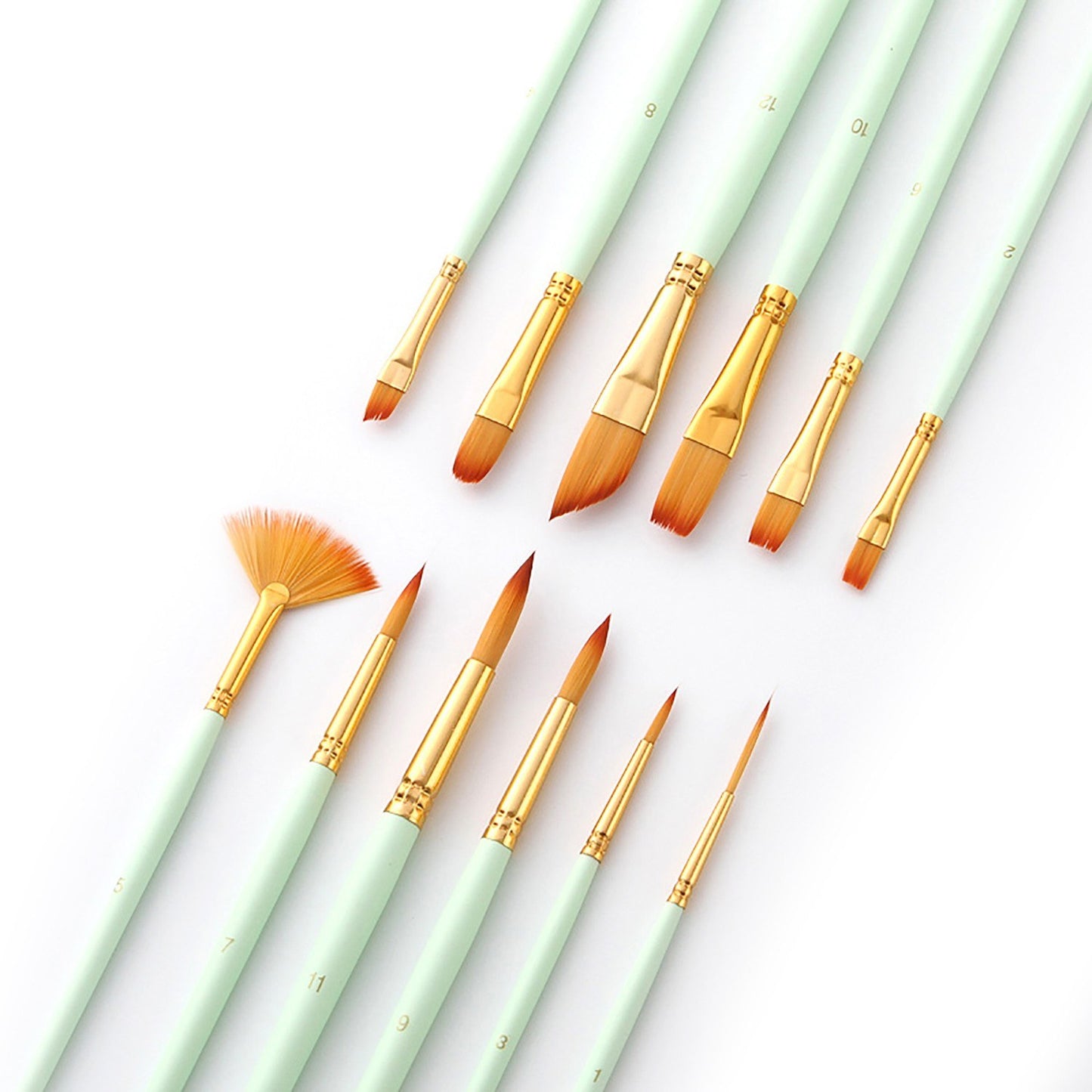 12-Piece Artist Paint Brush Set for Acrylic, Watercolor, Gouache & Oil Painting