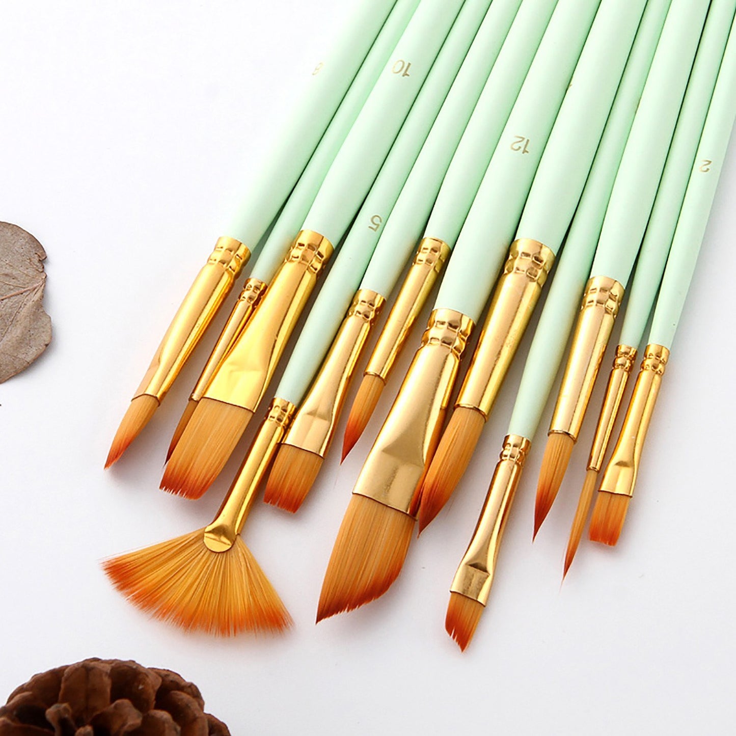 12-Piece Artist Paint Brush Set for Acrylic, Watercolor, Gouache & Oil Painting