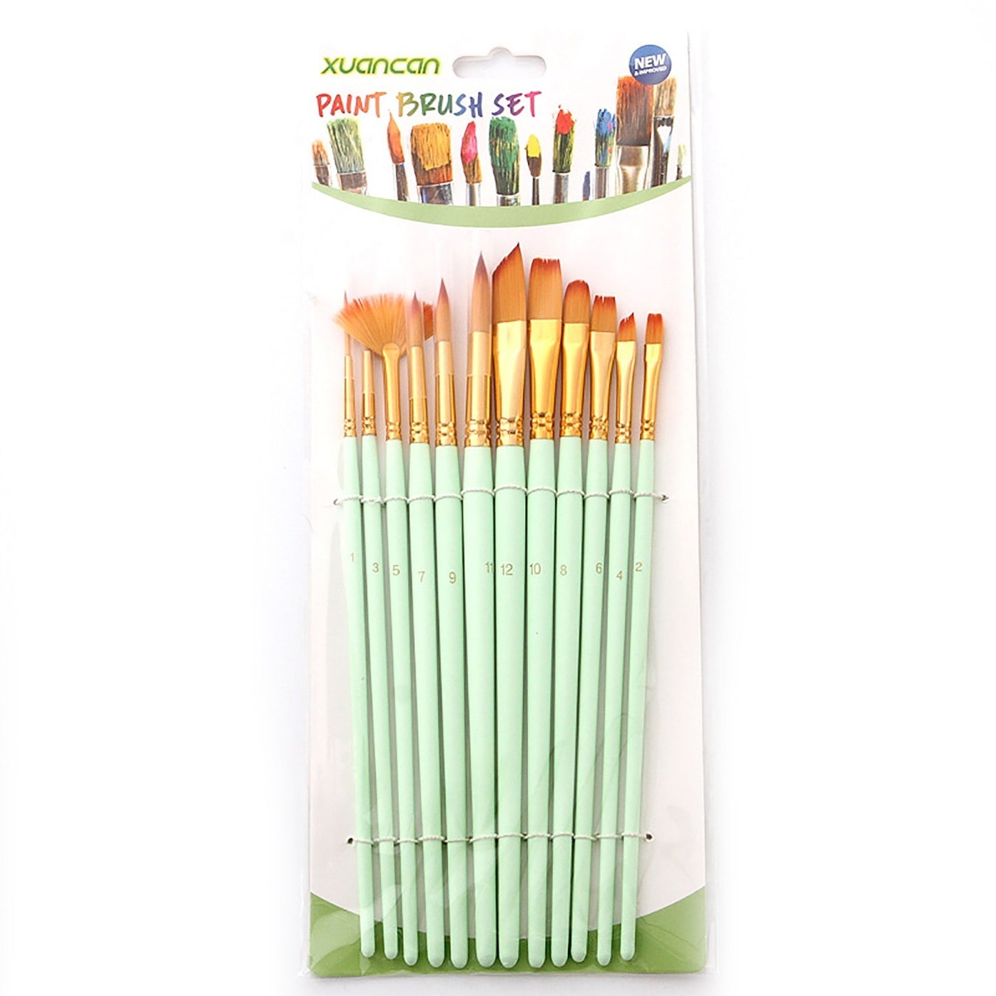 12-Piece Artist Paint Brush Set for Acrylic, Watercolor, Gouache & Oil Painting