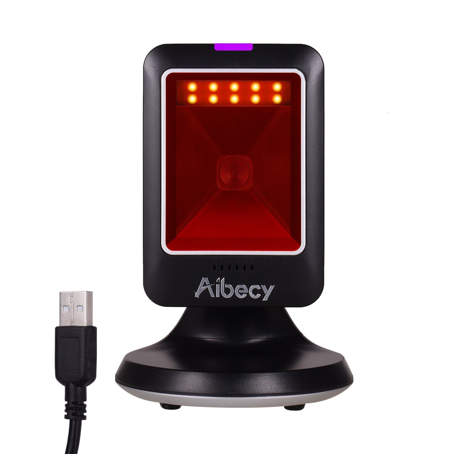 Aibecy MP6300Y Omnidirectional 1D/2D/QR Barcode Scanner, USB Wired, Hands-Free CMOS Image Reader for Retail & Hospital
