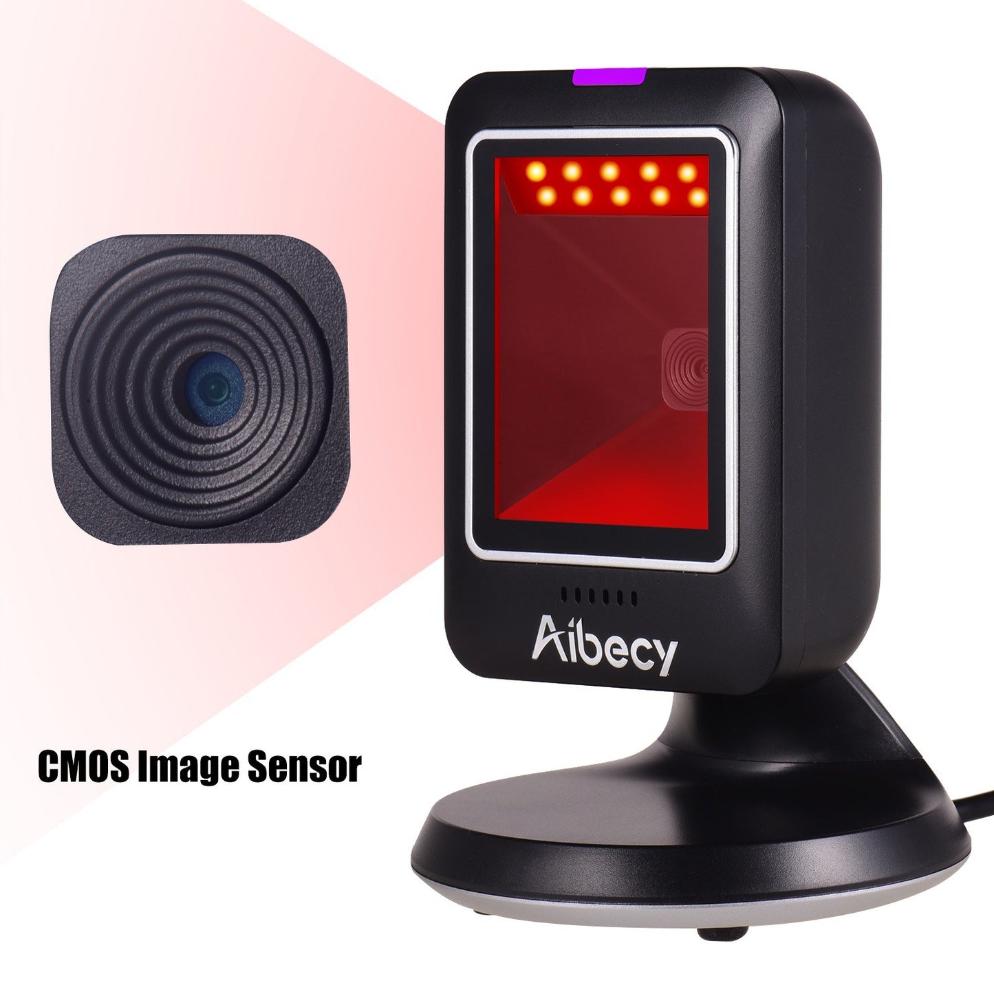 Aibecy MP6300Y Omnidirectional 1D/2D/QR Barcode Scanner, USB Wired, Hands-Free CMOS Image Reader for Retail & Hospital