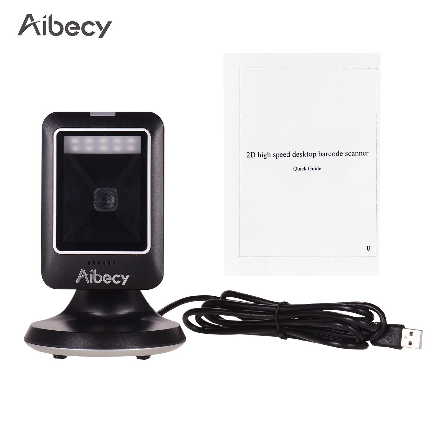 Aibecy MP6300Y Omnidirectional 1D/2D/QR Barcode Scanner, USB Wired, Hands-Free CMOS Image Reader for Retail & Hospital
