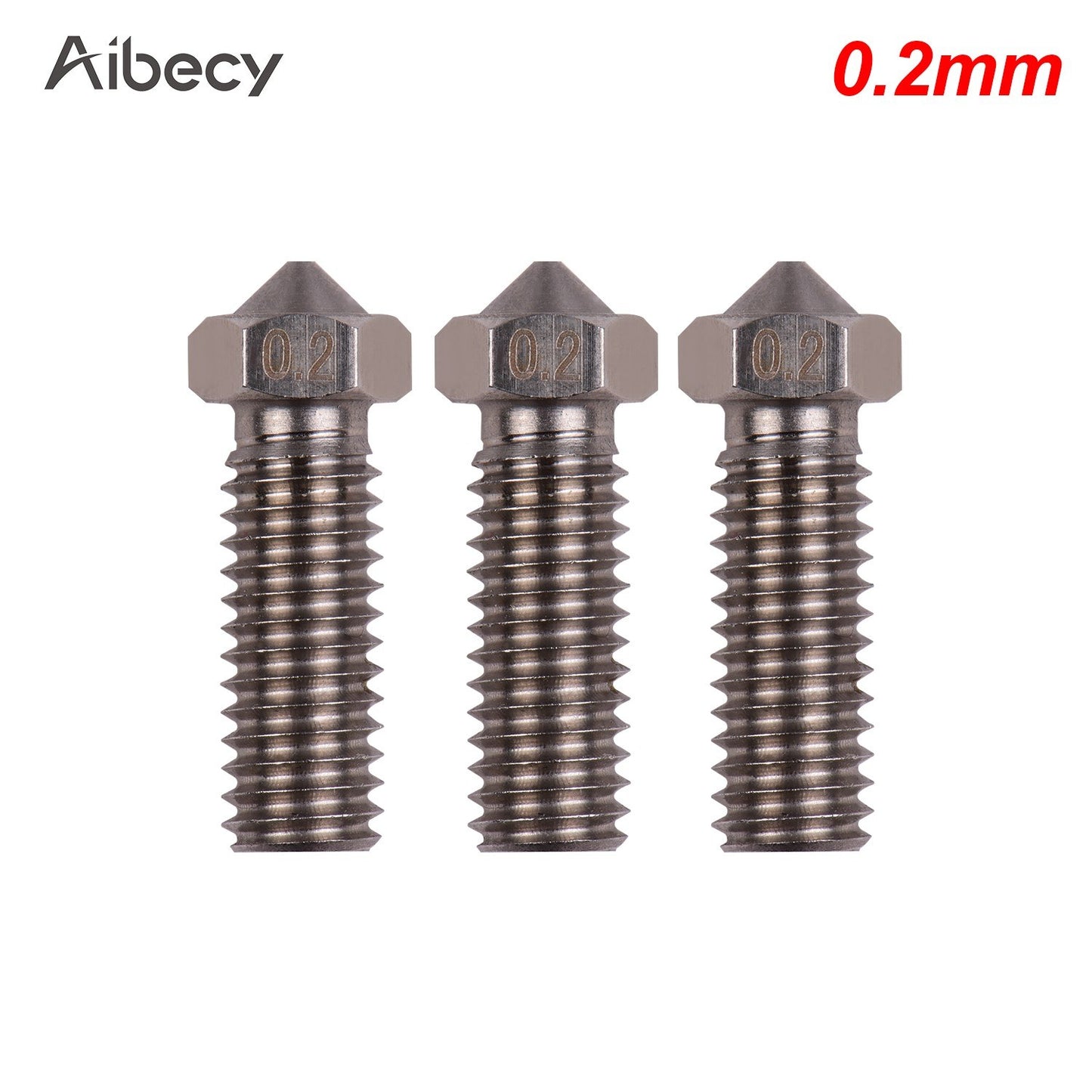 Aibecy 3-Pack Stainless Steel Volcano Nozzles for 3D Printer Extruder