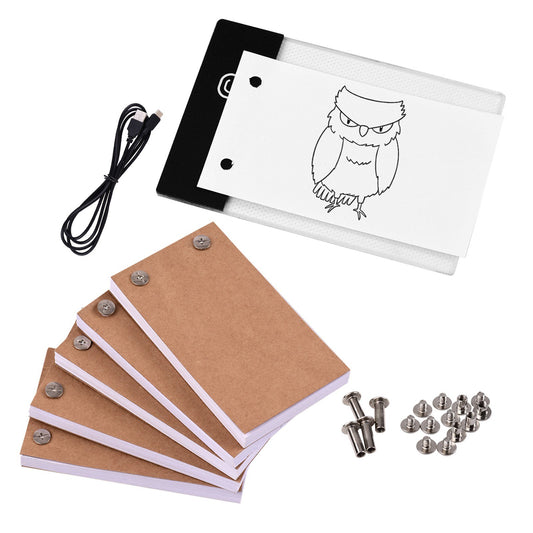 Flip Book Kit: LED Light Pad, 300 Sheets, Binding Screws for Animation & Sketching
