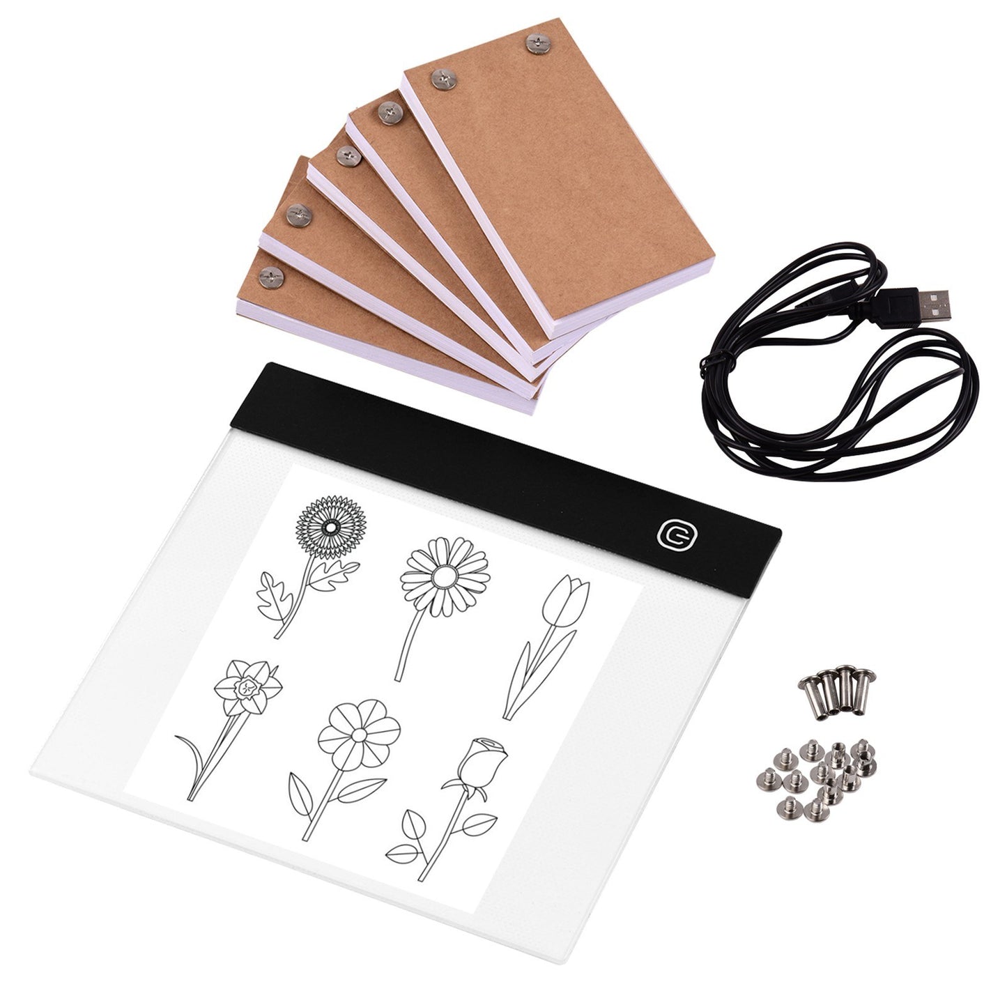 LED Light Pad Flip Book Kit: Portable with 3 Brightness Levels, 300 Sheets, Binding Screws for Tracing & Drawing