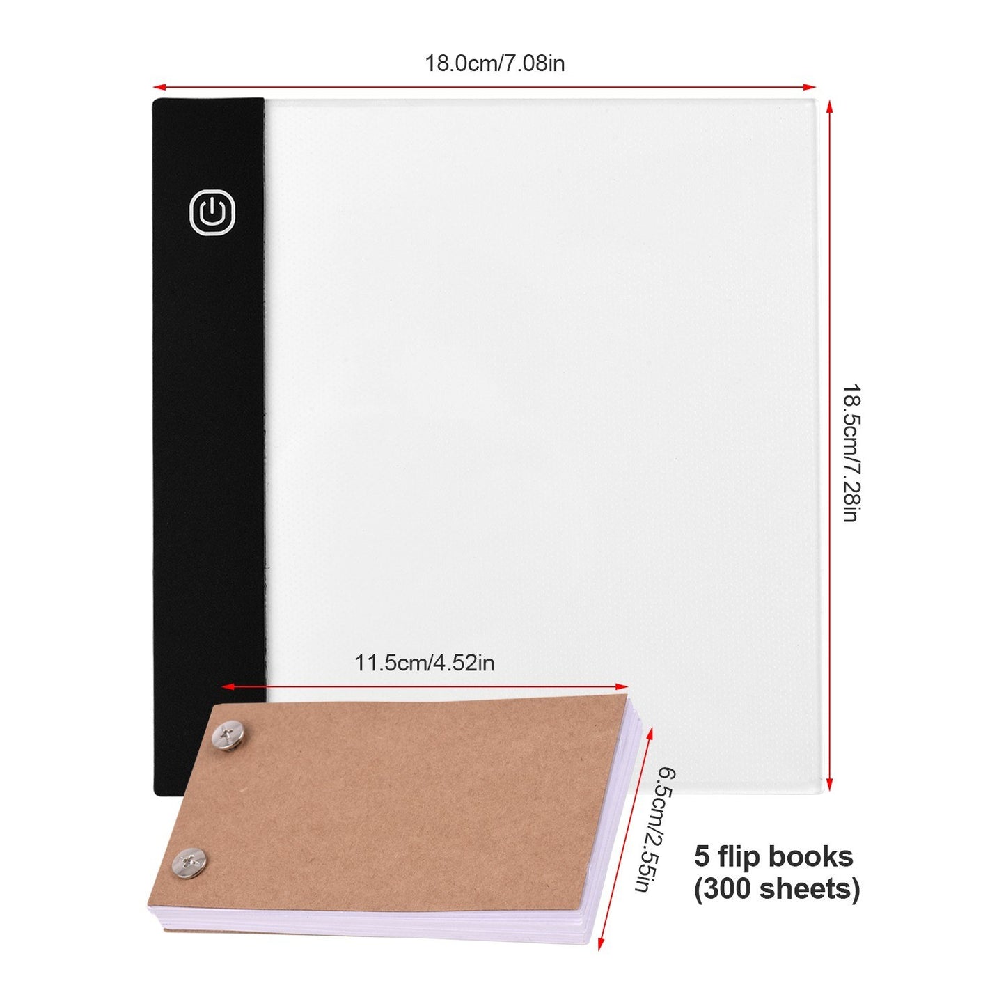 LED Light Pad Flip Book Kit: Portable with 3 Brightness Levels, 300 Sheets, Binding Screws for Tracing & Drawing