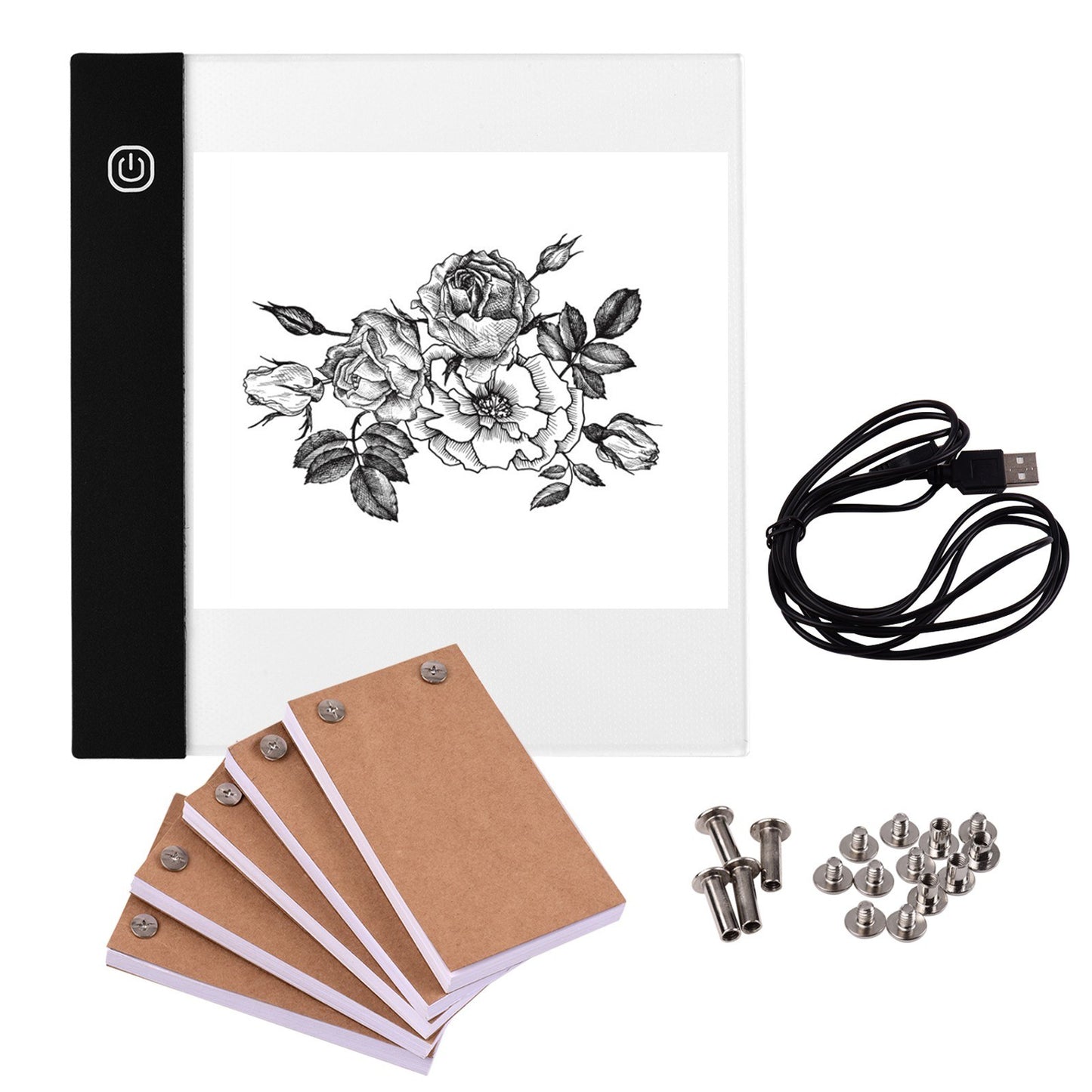 LED Light Pad Flip Book Kit: Portable with 3 Brightness Levels, 300 Sheets, Binding Screws for Tracing & Drawing