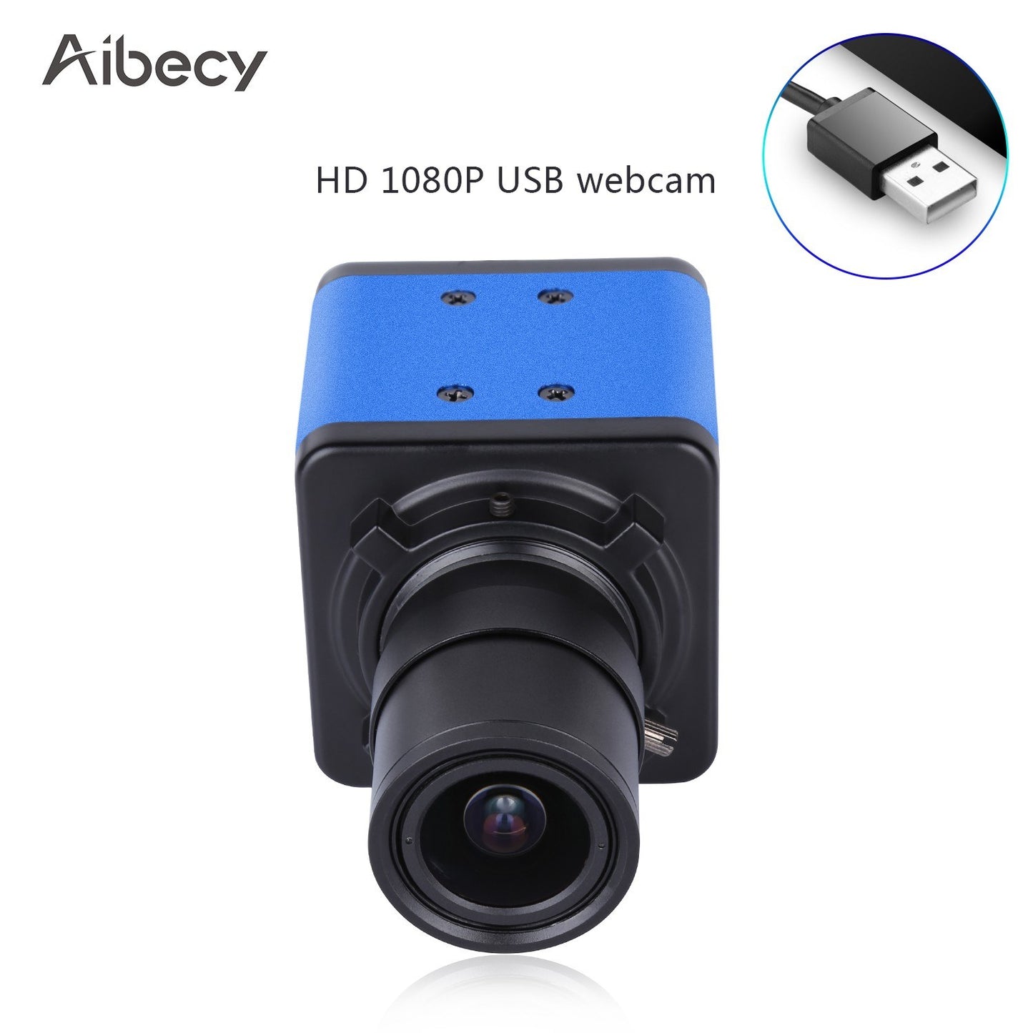 Aibecy 1080P HD Webcam with 5X Optical Zoom, 155° Wide Angle, Manual Focus, Auto Exposure, Built-in Microphone, USB Plug & Play for Video Conferencing, Online Teaching & Streaming