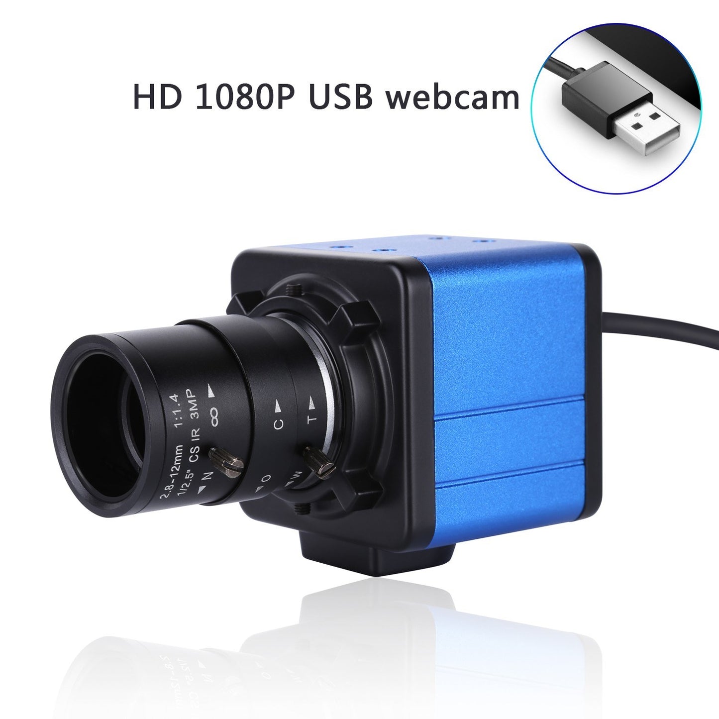 Aibecy 1080P HD Webcam with 5X Optical Zoom, 155° Wide Angle, Manual Focus, Auto Exposure, Built-in Microphone, USB Plug & Play for Video Conferencing, Online Teaching & Streaming